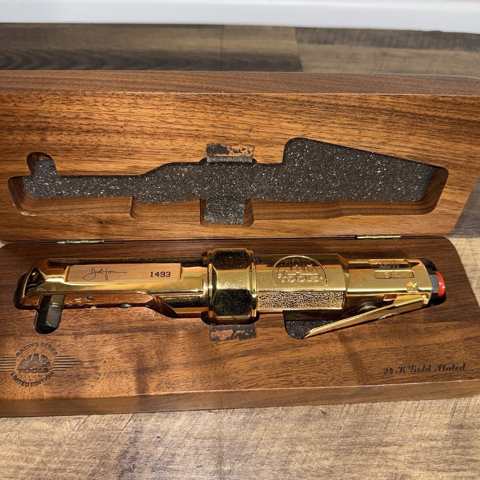 Mac Tools 24k Gold Plated 38 Air Ratchet John Force 1997 1493 Ltd Ed Desc